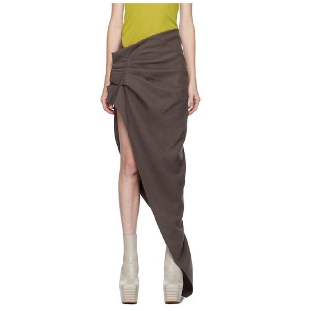 Rick Owens Asymmetric Brown Maxi Skirt